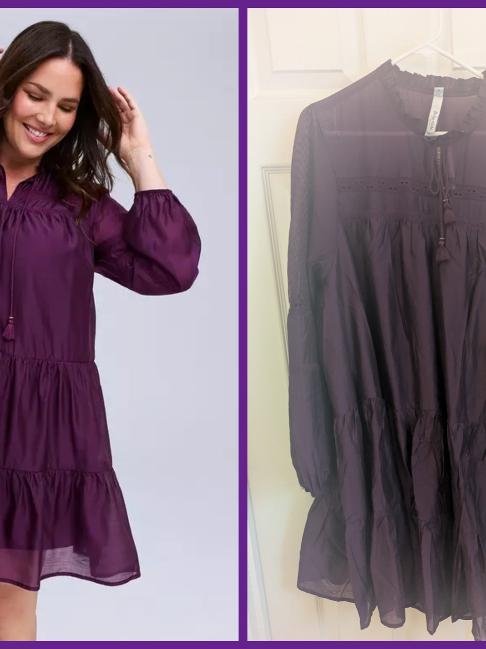torrid Plum Tiered Peasant Dress with Tassel Tie